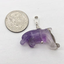 Load image into Gallery viewer, Amethyst Dolphin Sterling Silver Pendant | 1.5" Long | Purple | Dolphin | - PremiumBead Alternate Image 5