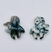 Load image into Gallery viewer, Adorable 2 Natural Carved Moss Agate Octopus Beads | 25x18x5.5mm | Green