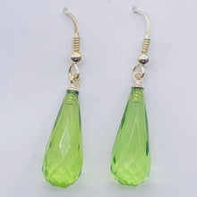 Load image into Gallery viewer, Amber Faceted Sterling Silver Earrings | 2 1/4" Long | Green | 1 Pair |