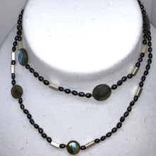 Load image into Gallery viewer, Elegant Black-Cherry FW Pearl Labradorite 27 inch Necklace 200021 - PremiumBead Primary Image 1