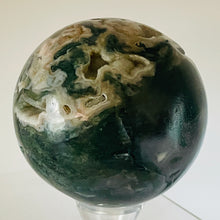 Load image into Gallery viewer, Moss Agate Druzy Quartz Crystal Meditation Sphere | 75mm | Green/White | 1 |