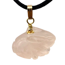Load image into Gallery viewer, Rose Quartz Bunny Rabbit Pendant Necklace|SemiPrecious Stone Jewelry|14K Pendant