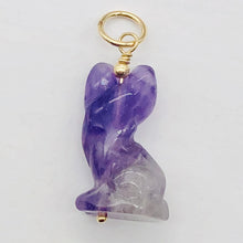 Load image into Gallery viewer, Amethyst Kitty Cat Pendant Necklace|Semi Precious Stone Jewelry|14k Pendant