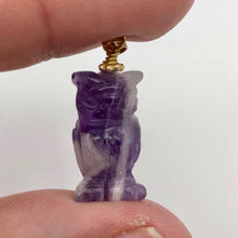 Load image into Gallery viewer, Amethyst Hand Carved Hooting Owl & 14Kgf Gold Filled 1 3/8" Long Pendant 509297AMG - PremiumBead Alternate Image 4