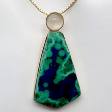 Load image into Gallery viewer, Natural Azurite Malachite 14K Gold Pendant with Moonstone - PremiumBead Alternate Image 2