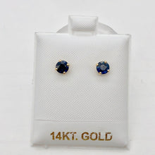Load image into Gallery viewer, Blue Sapphire 14K Gold Earrings | 5mm | Blue | Stud | - PremiumBead Alternate Image 4