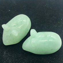 Load image into Gallery viewer, Two Aventurine Carved Mouse Beads | 19x11x11 mm | Green