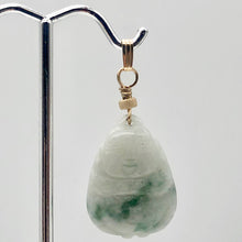 Load image into Gallery viewer, Hand Carved Green/White Jade Buddha Pendant with 14kgf Findings | 1 5/8" Long |
