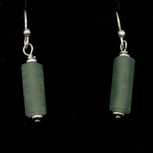Load image into Gallery viewer, Lovely Frosted Nephrite Jade and Sterling Silver Dangle Earrings | Handmade |