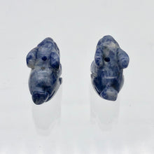 Load image into Gallery viewer, Hoppity 2 Hand Carved Sodalite Bunny Rabbit Beads | 21.5x12x9mm | Blue w/White - PremiumBead Alternate Image 9
