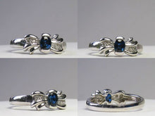 Load image into Gallery viewer, Blue Sapphire and White Diamonds Solid 14Kt White Gold Ring Size 6 3/4 9982Ai