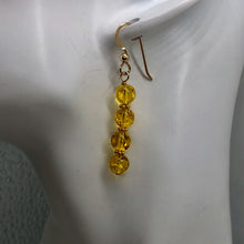Load image into Gallery viewer, Amber 4 Bead 14K Gold Filled Drop/Dangle Earrings | 2" Long | Yellow | 1 Pair |