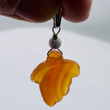 Load image into Gallery viewer, Carnelian Sterling Silver Carved Leaf | 1 3/4" Long | Orange | 1 Pendant |
