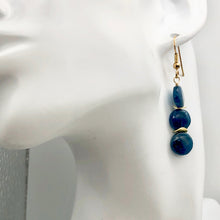 Load image into Gallery viewer, Dazzle Blue Apatite 10mm Coin14K Gold Filled Earrings | 2 Inch Drop |