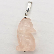 Load image into Gallery viewer, Rose Quartz Wolf Pendant Necklace| Semi Precious Stone Jewelry |Sterling Silver|