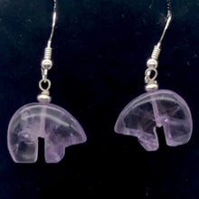 Load image into Gallery viewer, Amethyst Sterling Silver Zuni Bear Drop/Dangle Earrings | 2 1/4" Long | Purple |