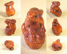 Load image into Gallery viewer, In A Basket Bunny Rabbit Boxwood Ojime/Netsuke Bead - PremiumBead Alternate Image 4