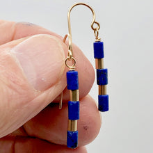 Load image into Gallery viewer, Natural Blue and Gold Lapis Earrings 14K Gold Filled | 1 1/4" Long |