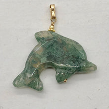 Load image into Gallery viewer, Moss Agate Dolphin 14K Gold Filled Pendant | 1 1/2" Long | Green | 1 Pendant |