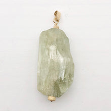 Load image into Gallery viewer, Chatoyant Green Hiddenite Kunzite Crystal 14K Gold Filled Pendant | 1 7/8" |
