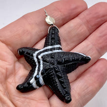 Load image into Gallery viewer, SardonyxSterling Silver Starfish Pendant | 3" Long | Black White | 1 Pendant |