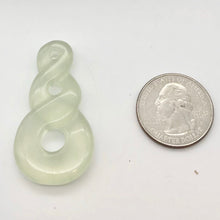 Load image into Gallery viewer, Hand Carved Translucent Serpentine Infinity Pendant with Black Cord 10821W | 45.5x24x6mm | Light Green - PremiumBead Alternate Image 3