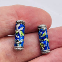 Load image into Gallery viewer, Flowers 2 Enameled Beads 20mm Tube Beads 10517