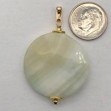 Load image into Gallery viewer, Hemimorphite14K Gold Filled Disc Dangle Pendant | 1 3/4" Long | Lemony Blue |