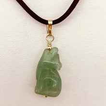 Load image into Gallery viewer, Aventurine Wolf Pendant Necklace | Semi Precious Stone Jewelry | 14k Pendant - PremiumBead Alternate Image 4