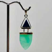 Load image into Gallery viewer, Lapis Lazuli Chrysoprase Sterling Silver Drop Pendant | 1 1/2" Long| Green/Blue|