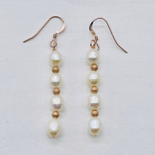 Load image into Gallery viewer, Faceted Pearl 14K Rose Gold Filled Dangle Earrings | 2" Long | White | 1 Pair |