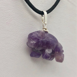 Amethyst Hand Carved Bison / Buffalo Sterling Silver 1" Long Pendant 509277AMS - PremiumBead Alternate Image 2