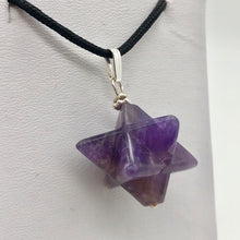 Load image into Gallery viewer, Kabbalah Carved Amethyst Merkaba Star and Sterling Silver Pendant 509288AMS - PremiumBead Alternate Image 10