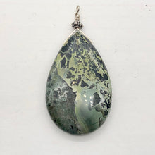 Load image into Gallery viewer, Tsunami Stone Briolette Sterling Silver Pendant | 2 3/4" Long | Green, White | 1