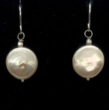 Load image into Gallery viewer, Natural Peach Coin FW Pearl Drop/Dangle Earrings | 1 1/4" Long | Peach |