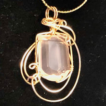 Load image into Gallery viewer, Rose Quartz Gemmy 14K Gold Filled Wire Wrap Pendant | 1 3/4" Long | Pink | 1 |