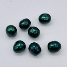 Load image into Gallery viewer, 7 Deep Emerald Green 10mm Green Freshwater Pearls Beads 9603