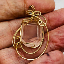 Load image into Gallery viewer, Rose Quartz Gemmy 14K Gold Filled Wire Wrap Pendant | 1 3/4" Long | Pink | 1 |