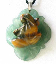 Load image into Gallery viewer, Golden Tigereye Frog On Aventurine Lily pad Pendant | 28x28.5x11mm | Golden Brown - PremiumBead Primary Image 1