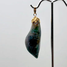 Load image into Gallery viewer, Fancy Jasper Calla Lily 14K Gold Filled Flower Pendant | 2" Long | Green Pink |