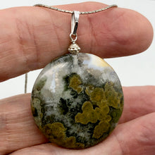 Load image into Gallery viewer, Ocean Jasper White Crystal Round Sterling Silver Pendant | 2" Long | Gold |