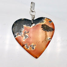 Load image into Gallery viewer, Limbcast Agate Valentine Heart Silver Pendant | 1 1/2 Inch Long | Orange/Green |
