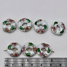 Load image into Gallery viewer, 7 Flowers White Cloisonne 15x4mm Pi Circle Beads 8637A