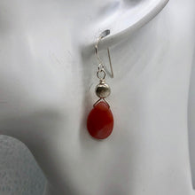 Load image into Gallery viewer, Botswana Sterling Silver Faceted Briolette Earrings | 1 1/2" Long | Peach |
