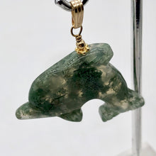 Load image into Gallery viewer, Moss Agate Dolphin 14K Gold Filled Pendant | 1 1/2" Long | Green | 1 Pendant |