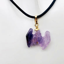 Load image into Gallery viewer, Carved Amethyst Bat 14Kgf Pendant | 1 inch long | Purple | - PremiumBead Alternate Image 3