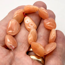 Load image into Gallery viewer, Chalcedony Oval Carved Stone | 18x13x7 to 15x12x7 | Orange Pink | 12 Bead(s)