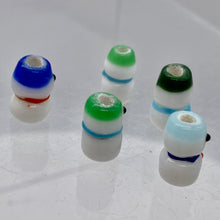 Load image into Gallery viewer, 5 Hand Made Glass Lampwork Snowmen 14x8.5mm to 13x8mm Beads 007099
