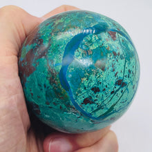 Load image into Gallery viewer, Chrysocolla Cuprite Scry Crystal Round Sphere | 65mm | Blue/Copper | 1 Sphere |