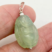 Load image into Gallery viewer, Hand Carved Green Jade Buddha Sterling Silver Pendant| 1 5/8" Long |